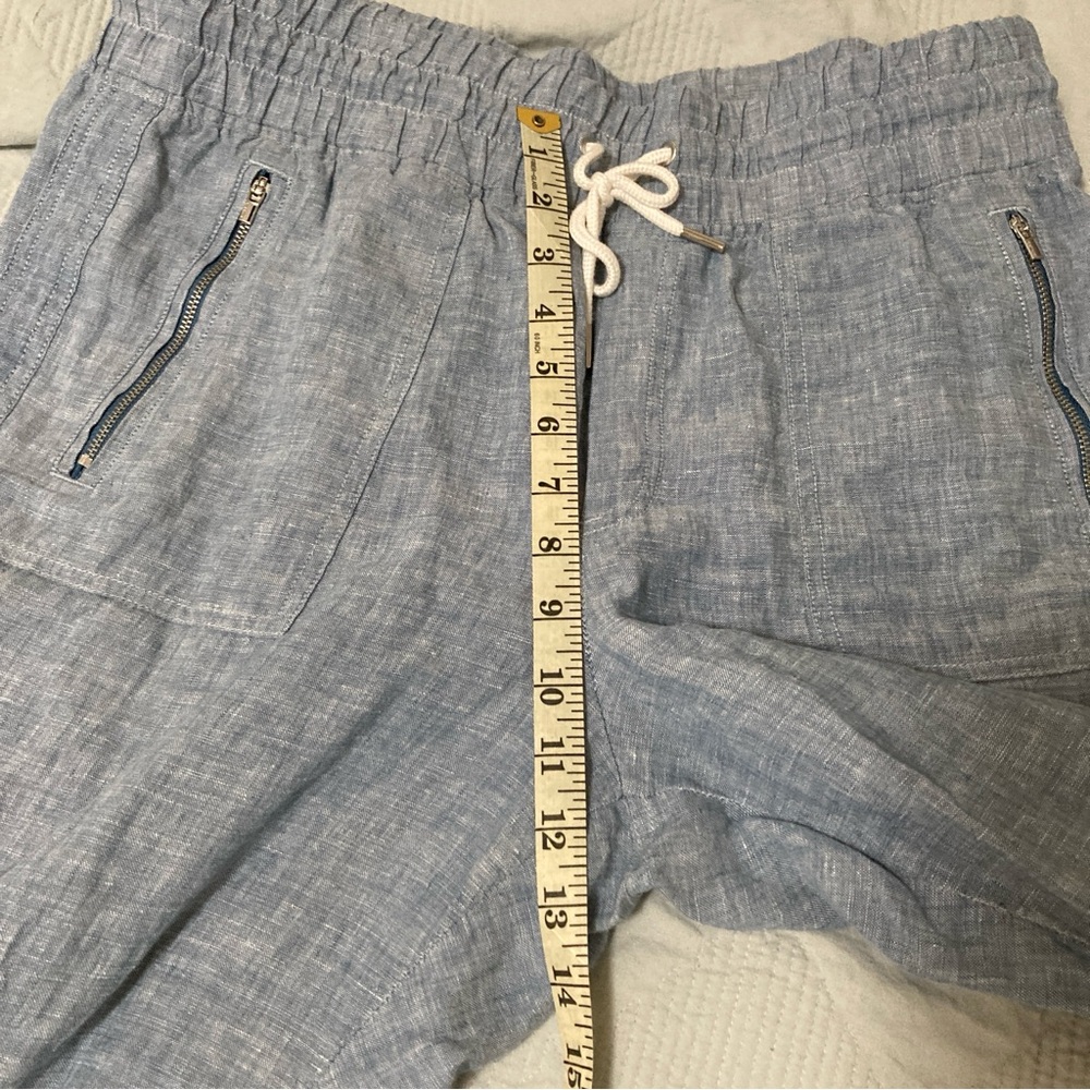 Athleta Carbón Linen Jogger Blue Drawstring Pants size 12 - Picture 12 of 13